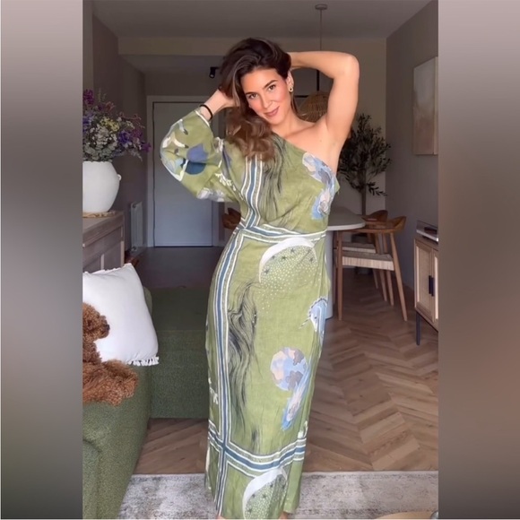 ZARA PRINT ASYMMETRIC LINEN DRESS - Picture 11 of 16